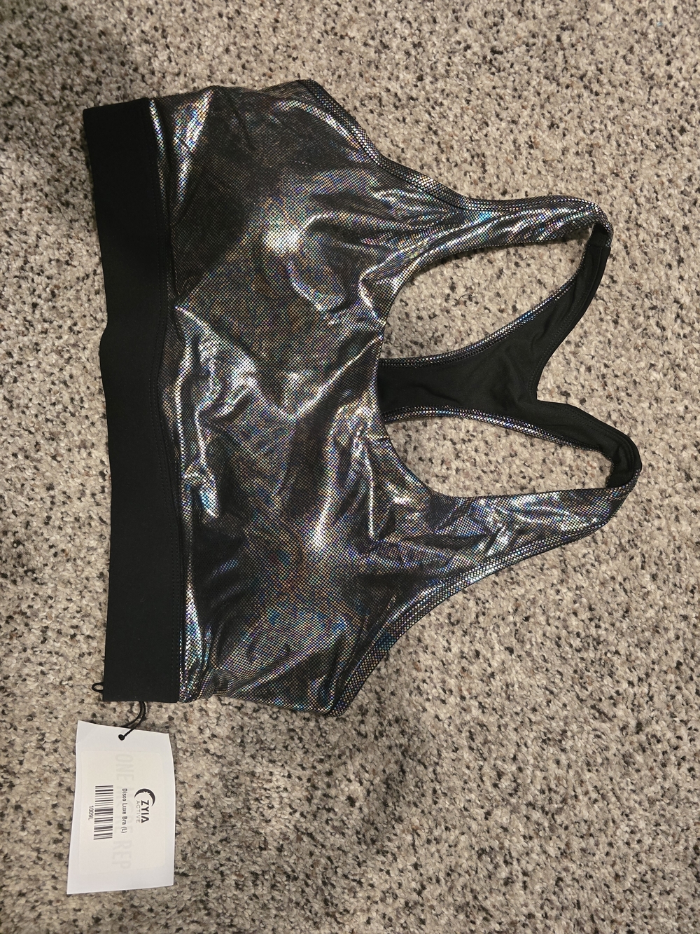 Shimmer Racerback Sports Bra - Iridescent Black